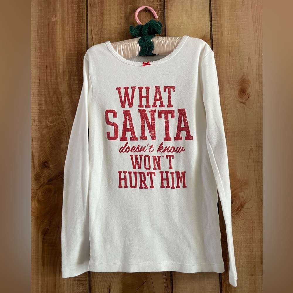 child’s humorous Santa long sleeve snug fit Tshirt